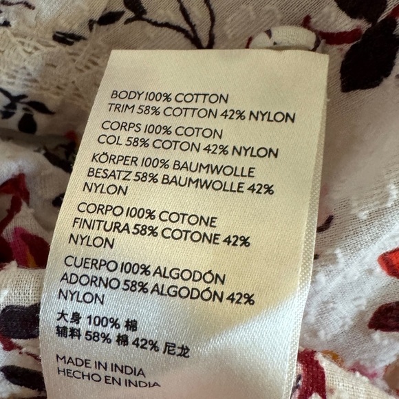 Anthropologie Puff-Sleeved Floral Lace Button Down Top, Size 14 - Picture 12 of 12